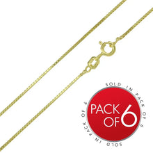 Load image into Gallery viewer, (Pack of 6) Sterling Silver Gold Plated 1mm Box Chains