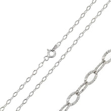 Load image into Gallery viewer, Sterling Silver Rhodium Plated Wide Oval Diamond Cut Link 040-2.4 mm Chain with Spring Clasp