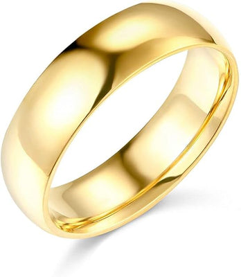 14K Yellow Gold 6mm Plain Traditional Comfort Fit Wedding Band