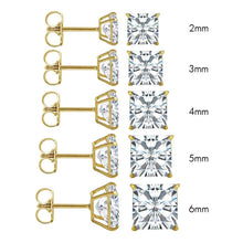 Load image into Gallery viewer, (Pack of 12)14K Yellow Gold Princess Cut Cubic Zirconia Earring Set on High Quality Prong Setting and Friction Style Post