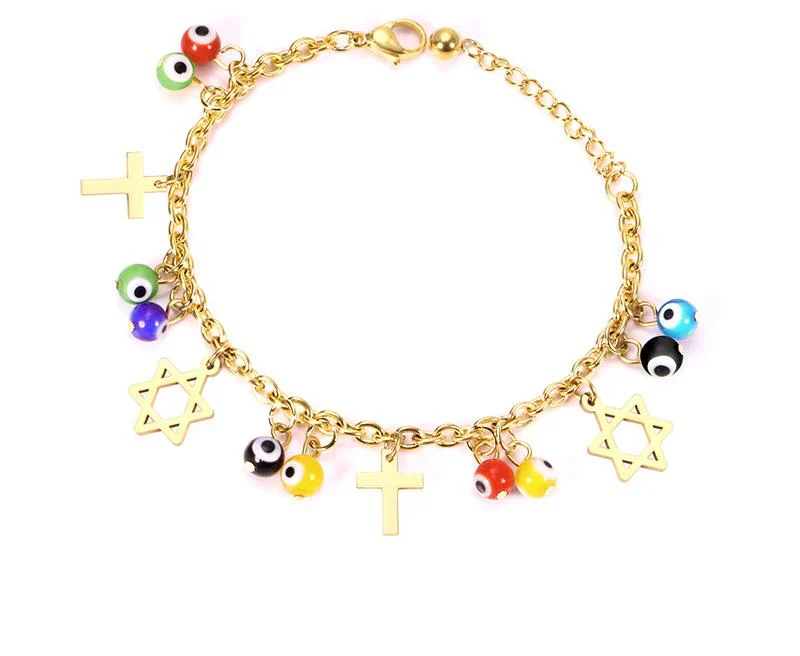 Stainless Steel Gold Color PVD Different Shapes Link Chain Bracelet