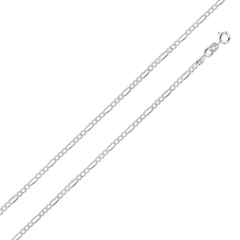 Italian Solid Sterling Silver Figaro Link Chain 050 - 1.8mm Nickel Free Necklace with Spring Ring Clasp Closure