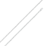 Italian Solid Sterling Silver Figaro Link Chain 080 - 3MM Nickel Free Necklace with Lobster Claw Clasp Closure