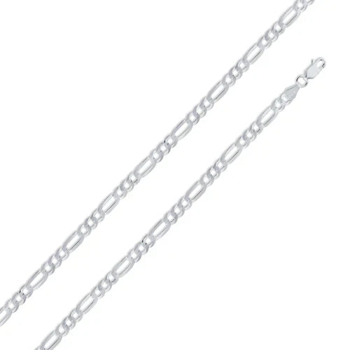 Italian Solid Sterling Silver Figaro Link Chain 120 - 5mm Nickel Free Necklace with Lobster Claw Clasp Closure, Length 24"