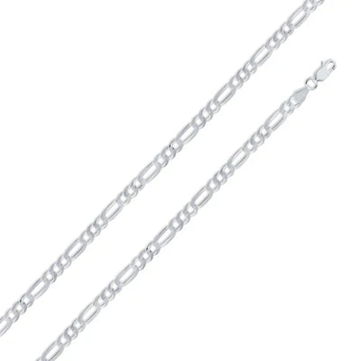 Italian Solid Sterling Silver Figaro Link Chain 120 - 5mm Nickel Free Necklace with Lobster Claw Clasp Closure, Length 24