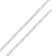 Italian Solid Sterling Silver Figaro Link Chain 120 - 5mm Nickel Free Necklace with Lobster Claw Clasp Closure, Length 24