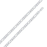 Italian Solid Sterling Silver Figaro Link Chain 180 - 7mm Nickel Free Necklace with Lobster Claw Clasp Closure, Length 26