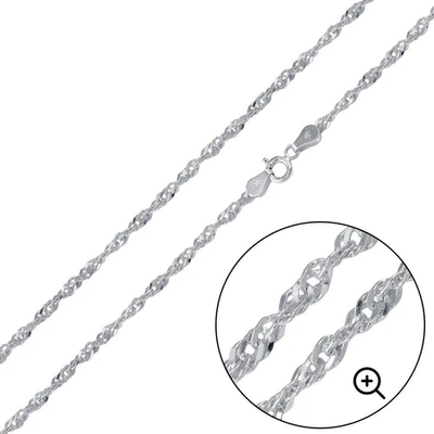 Italian Solid Sterling Silver Singapore Chain 025 - 1.3mm Nickel Free Necklace with Spring Ring Clasp Closure