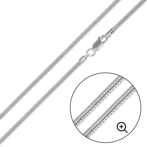 Italian Solid Sterling Silver Round Snake Chain 050 -1.9mm Elegant Nickel Free Necklace with Lobster Claw Clasp Closure