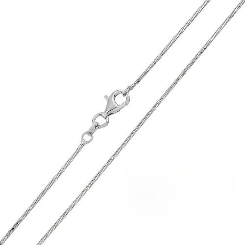 Italian Solid Sterling Silver Rhodium Plated Round Snake Chain 020 - 0.9mm Elegant Nickel Free Necklace with Spring Ring Clasp Closure