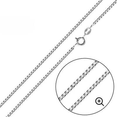 Italian Solid Sterling Silver Box Chain 019 -1.0mm Nickel Free Necklace with Spring Ring Clasp Closure
