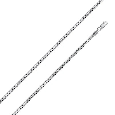 Italian Solid Sterling Silver Box Chain 026 - 1.4 mm with Lobster Clasp, Length 7