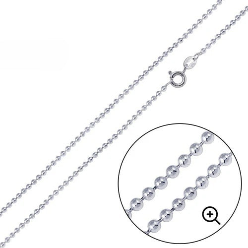 Sterling Silver Italian Solid Round Bead/Ball Chain 120 - 1.2mm Nickel Free Necklace with Spring Ring Clasp Closure