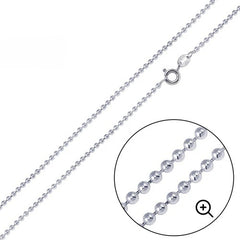 Sterling Silver Italian Solid Round Bead/Ball Chain 120 - 1.2mm Nickel Free Necklace with Spring Ring Clasp Closure
