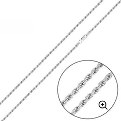 Italian Solid Sterling Silver Rope Chain 040 - 1.8MM Nickel Free Necklace with Lobster Claw Clasp Closure