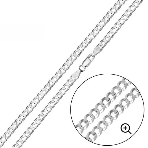 Sterling Silver Italian Solid Curb Link Chain 080 - 3mm Nickel Free Necklace with Lobster Claw Clasp Closure