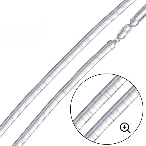 Sterling Silver Italian Solid Flat Omega Chain 3MM Luxurious Nickel Free Necklace with Lobster Claw Clasp Closure