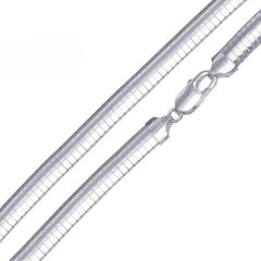 Sterling Silver Italian Solid Flat Omega Chain 6MM Luxurious Nickel Free Necklace with Lobster Claw Clasp Closure