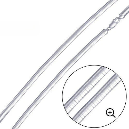 Sterling Silver Italian Solid Round Omega Chain 120 - 1.2mm Luxurious Nickel Free Necklace with Lobster Claw Clasp Closure