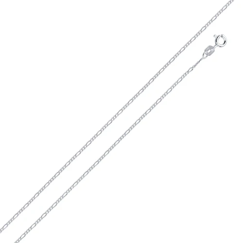 Italian Solid Sterling Silver Figaro Link Chain 035-1 mm with Spring Ring Clasp Closure