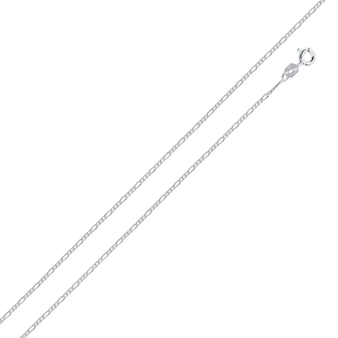 Italian Solid Sterling Silver Figaro Link Chain 035-1 mm with Spring Ring Clasp Closure