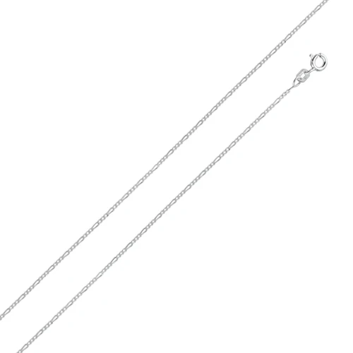Italian Solid Sterling Silver Fancy Figaro Link Chain 040-1.5 mm with Spring Ring Clasp Closure