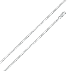 Italian Sterling Silver Figaro Chain 060-2.3 MM with Lobster Clasp Closure
