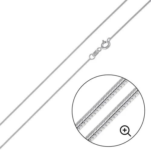 Italian Solid Sterling Silver Round Snake Chain 010 - 0.8mm Elegant Nickel Free Necklace with Lobster Clasp Closure, Length 14"