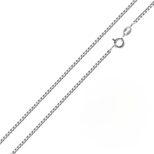 Italian Solid Sterling Silver 8 Sided Diamond Cut Box Chain 015- 0.8MM with Spring Lock Clasp Closure, Length 20"