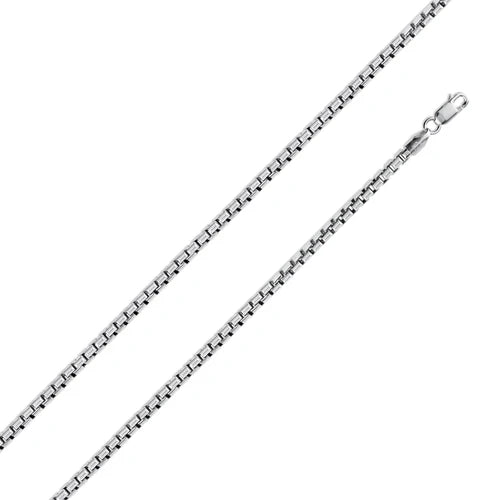 Italian Solid Sterling Silver Box Chain 028- 1.6mm with Lobster Clasp, Length 20"