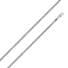 Italian Solid Sterling Silver Box Chain 028- 1.6mm with Lobster Clasp