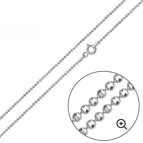 Sterling Silver Italian Solid Diamond Cut Bead Chain 120 - 1.2 MM Luxurious Nickel Free Necklace with Spring Clasp Closure