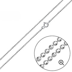 Sterling Silver Italian Solid Diamond Cut Bead Chain 120 - 1.2 MM Luxurious Nickel Free Necklace with Spring Clasp Closure