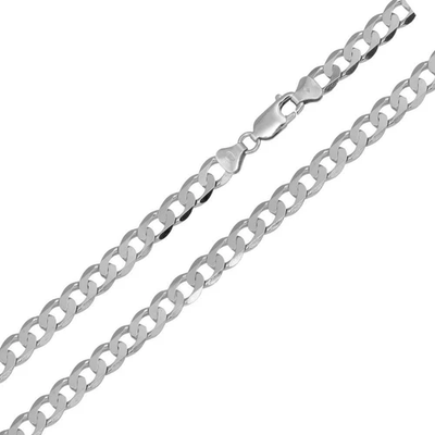 Italian Sterling Silver Flat Curb Link Chain 120- 5.4 mm with Lobster Claw Clasp Closure