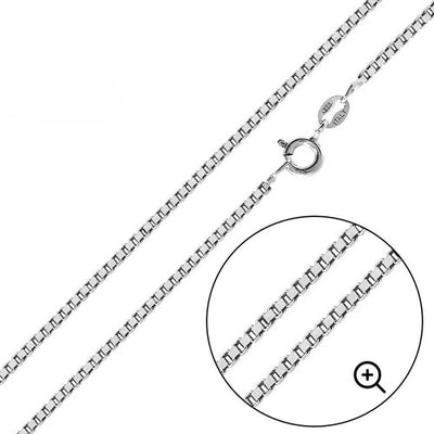 Italian Solid Sterling Silver 8 Sided Diamond Cut Box Chain 024- 1.2MM with Lobster Clasp Closure