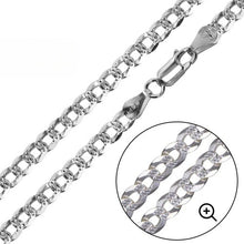 Load image into Gallery viewer, Sterling Silver 140-6.1MM Flat Pave Curb Chain