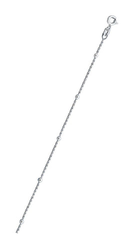 Italian Sterling Silver 030-1mm Cable Chain With Beads with Spring Clasp Closure