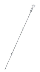 Italian Sterling Silver 030-1mm Cable Chain With Beads with Spring Clasp Closure