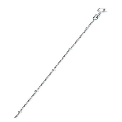 Italian Sterling Silver 030-1mm Cable Chain With Beads with Spring Clasp Closure