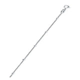 Italian Sterling Silver 030-1mm Cable Chain With Beads with Spring Clasp Closure