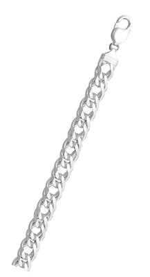 Sterling Silver Rombo 180-9.5mm Double Link Chain with Lobster Clasp