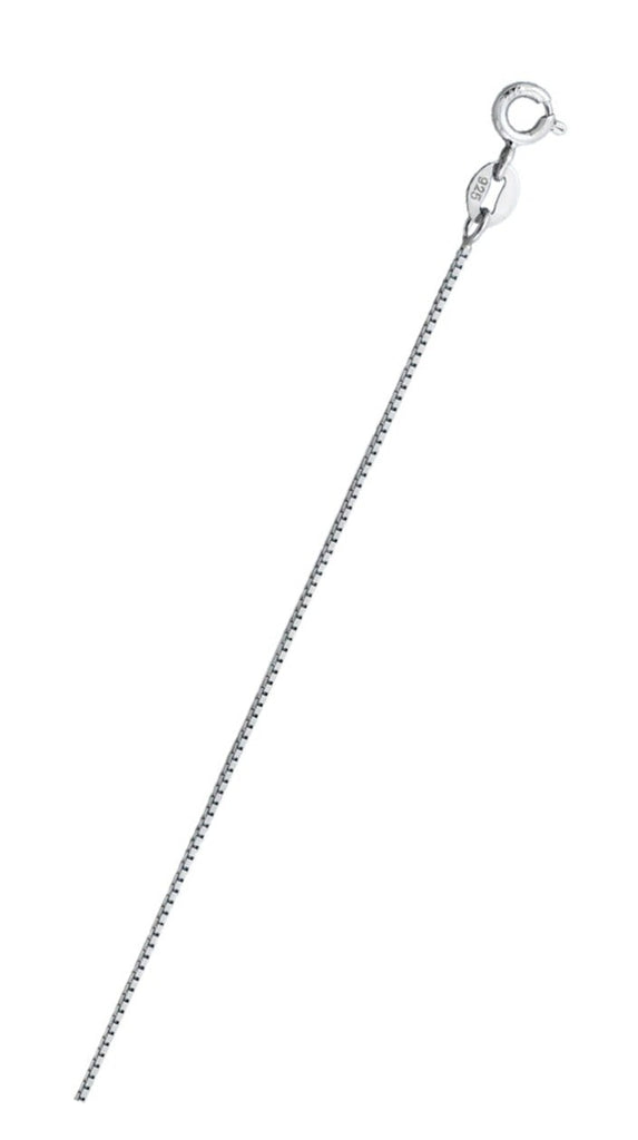 Sterling Silver Rhodium Plated 0.65mm Box Chain