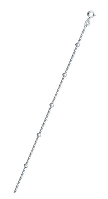Italian Sterling Silver 040-0.6mm Box Chain With Beads with Spring Clasp Closure