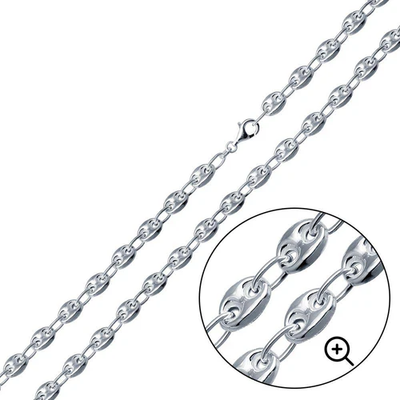 Sterling Silver Polished 7MM Puffed Marina Italian Chain