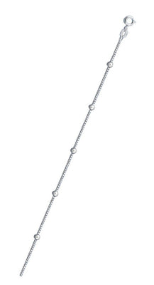 Italian Sterling Silver Polished 015-0.8mm Box Chain With Beads with Spring Clasp Closure