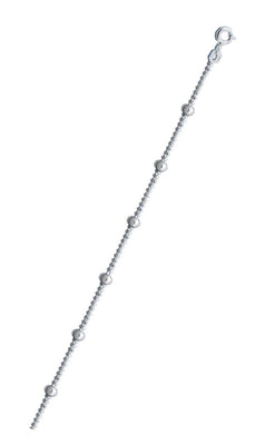 Italian Sterling Silver Polished 120-1.2mm Diamond Cut Bead Chain With Beads with Spring Clasp Closure