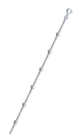 Italian Sterling Silver Polished 120-1.2mm Diamond Cut Bead Chain With Beads with Spring Clasp Closure