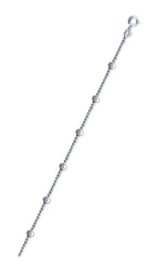 Italian Sterling Silver Polished 120-1.2mm Diamond Cut Bead Chain With Beads with Spring Clasp Closure