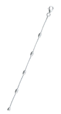 Italian Sterling Silver 030-1.1mm  Chain With Beads with Spring Clasp Closure