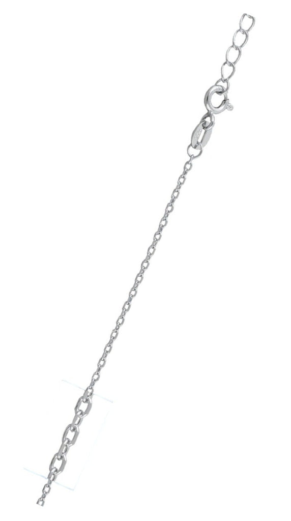 Sterling Silver Rhodium Plated 035-1.4mm Cable Chain With Extension